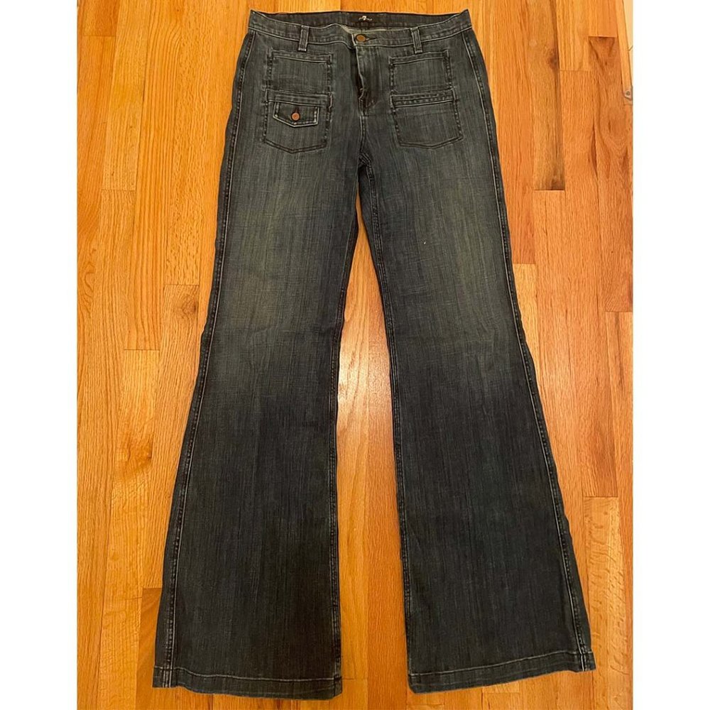 7 for all mankind wide leg flare denims